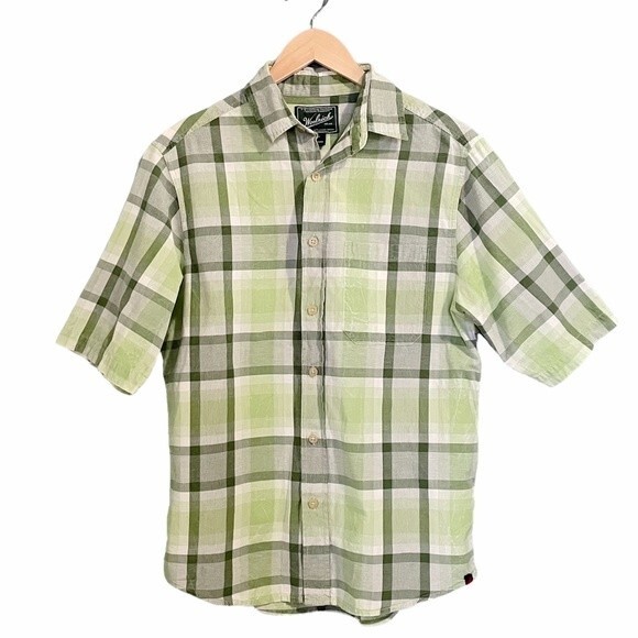 Woolrich Shirt Men's Size Small Green Plaid Short Sleeve Button Front Outdoor - Picture 1 of 8